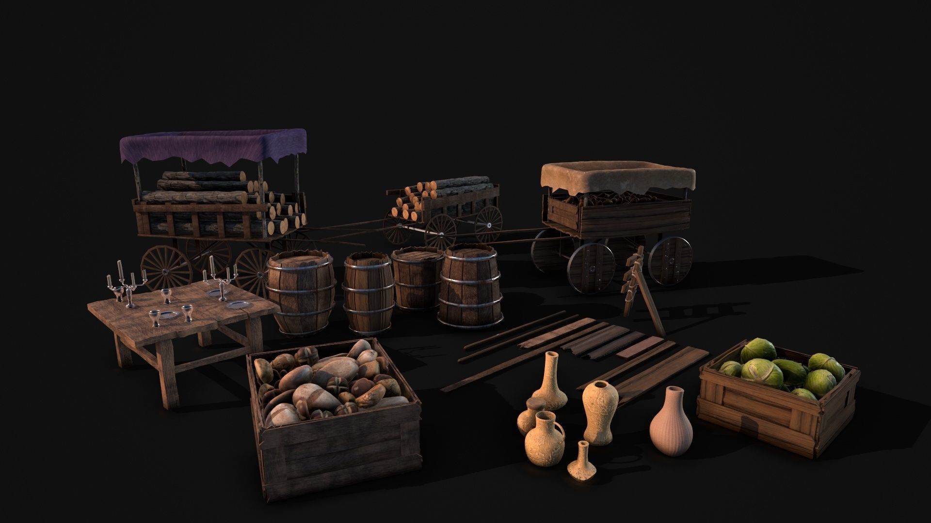 Medieval Props Low-poly 3D model_5