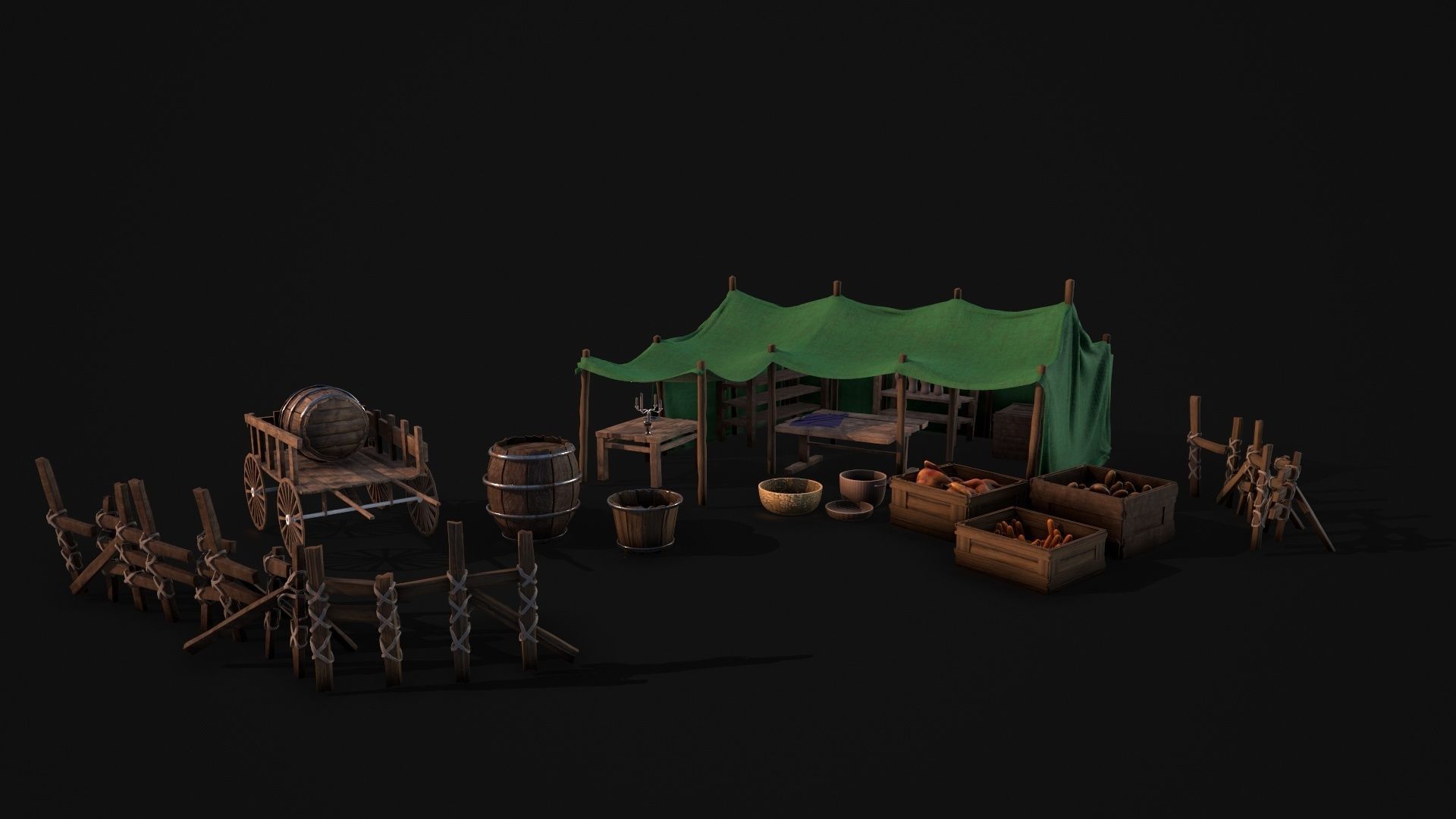 Medieval Props Low-poly 3D model_3