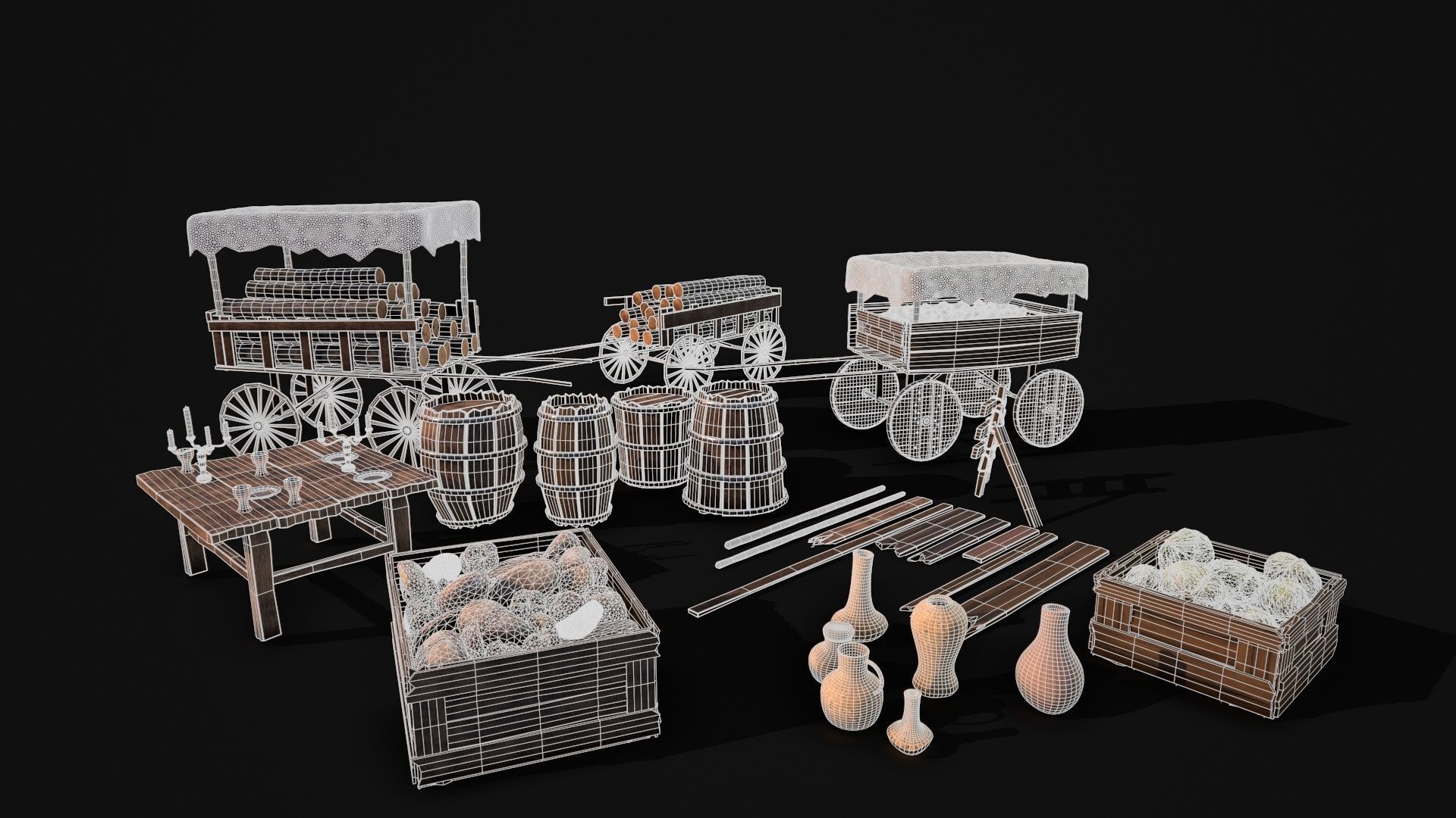 Medieval Props Low-poly 3D model_8