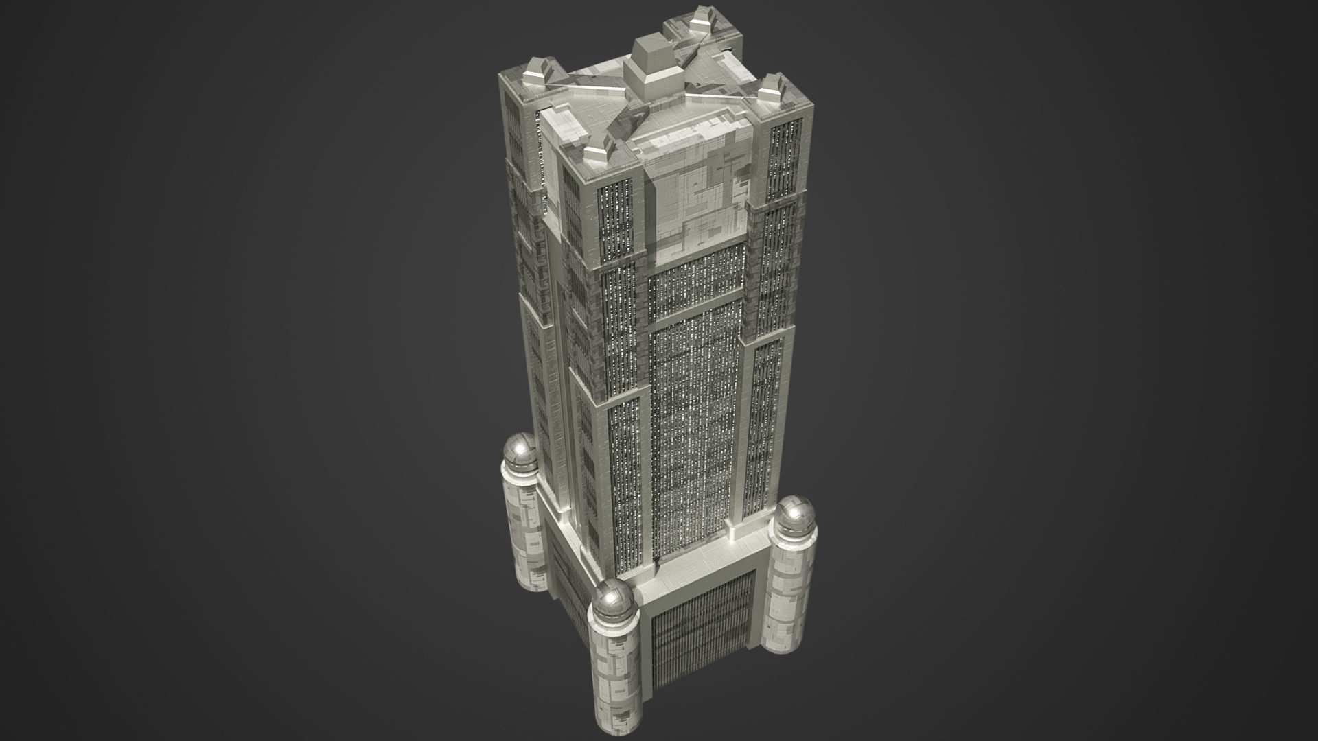 SciFi Building 3 Low-poly 3D model_2