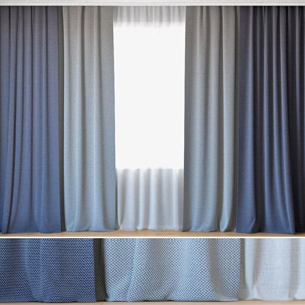 Curtains 18 Curtains with Tulle ROHI Credo 3D model