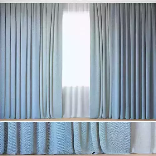 Curtains 24 Curtains with Tulle Herringbone Blackout Fabric