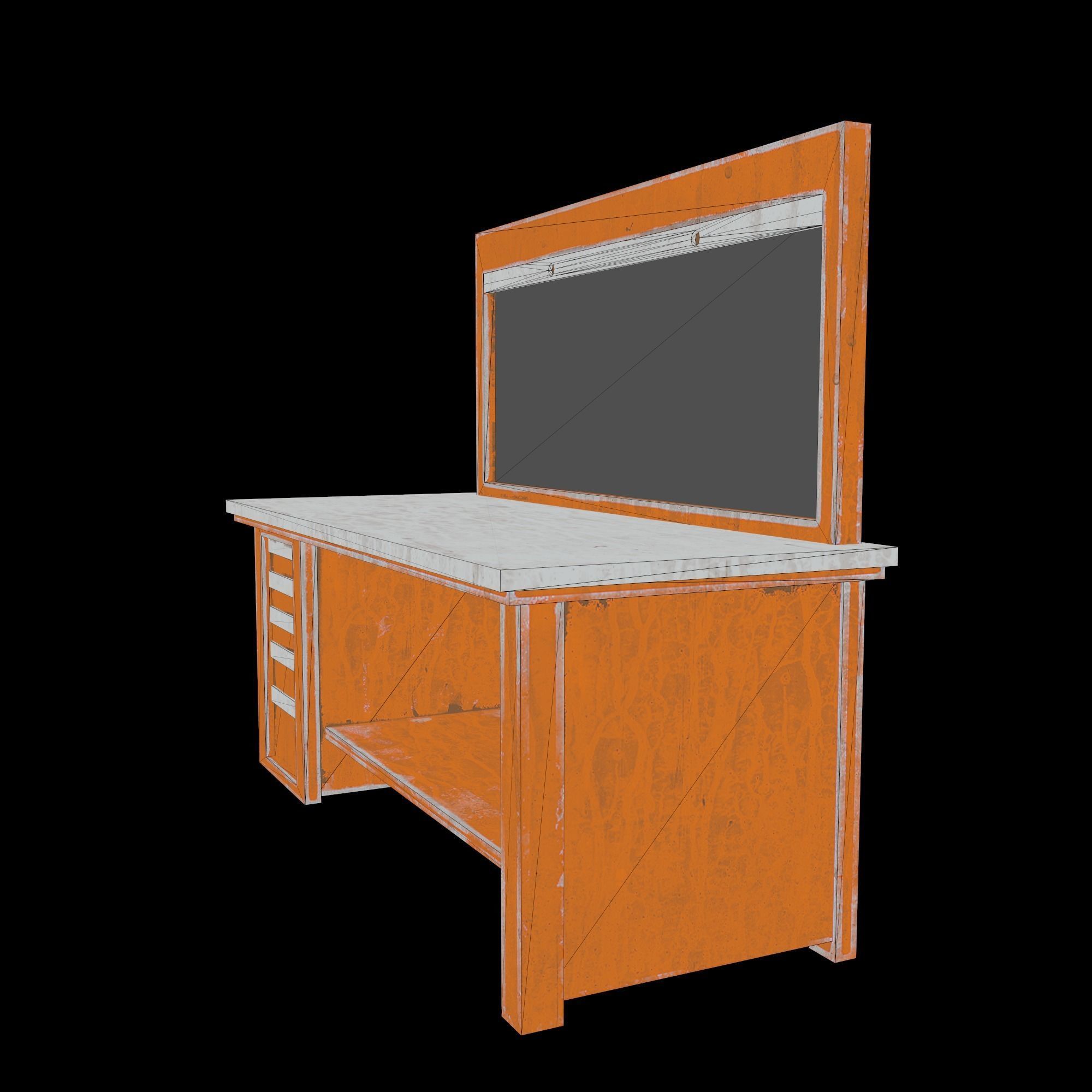 Old dust workbench Low-poly 3D model_5