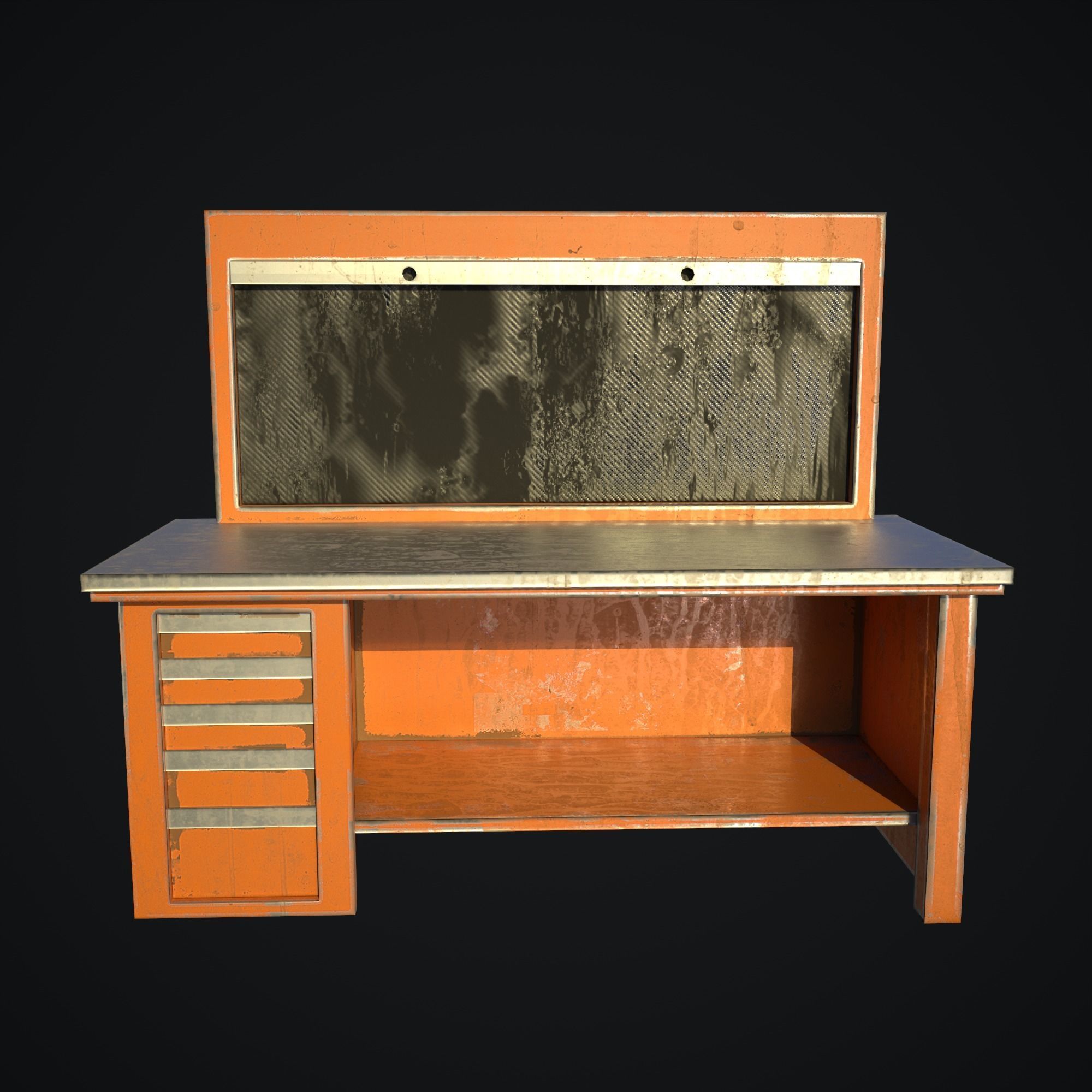 Old dust workbench Low-poly 3D model_2