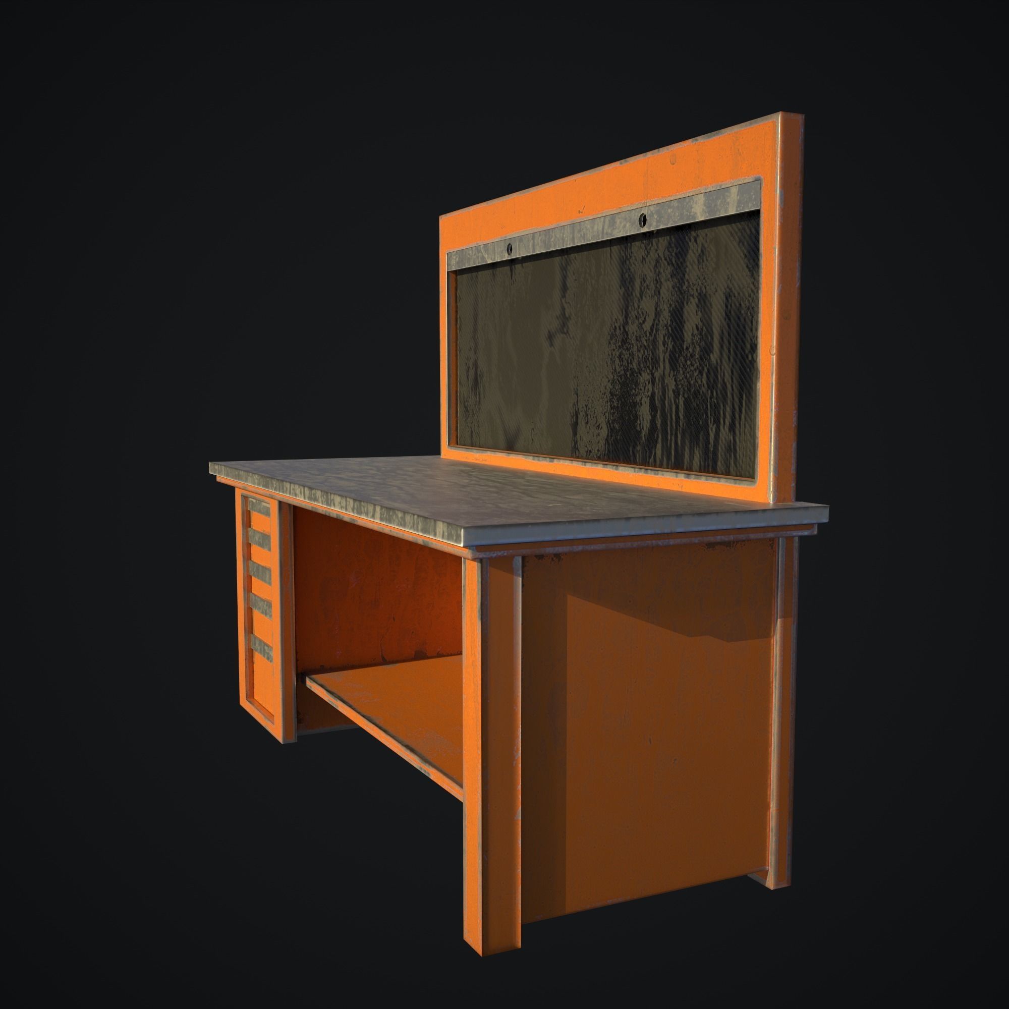 Old dust workbench Low-poly 3D model_4