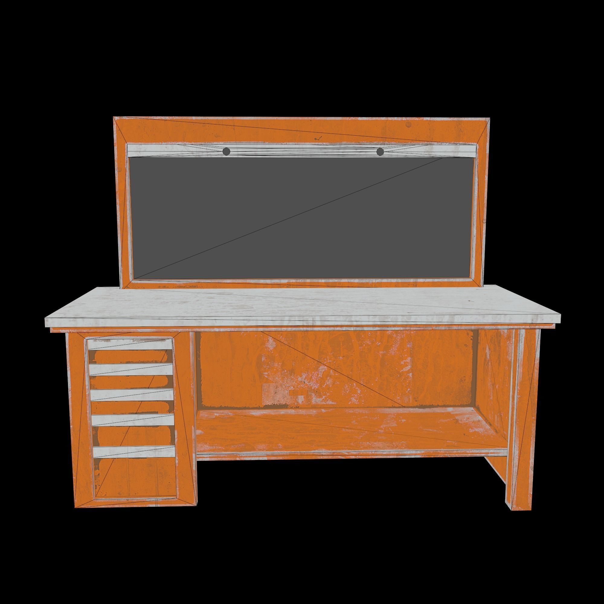 Old dust workbench Low-poly 3D model_3