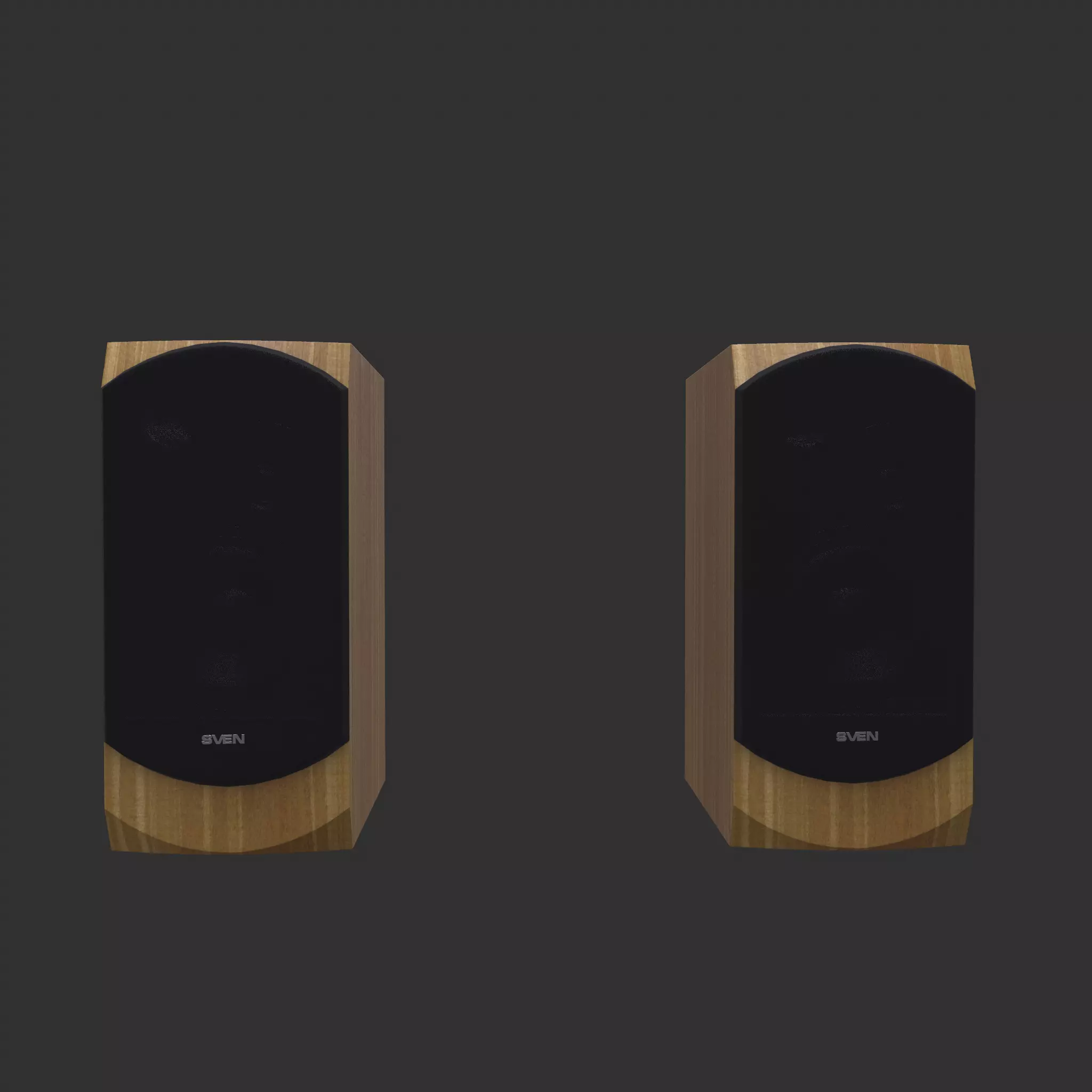 Loudspeakers two wooden speakers Low-poly 3D model