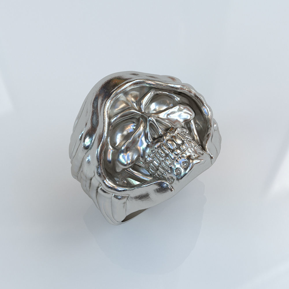 Skull Ring Vintage STL 3d model for 3d printing 3D print model 3D print model_1