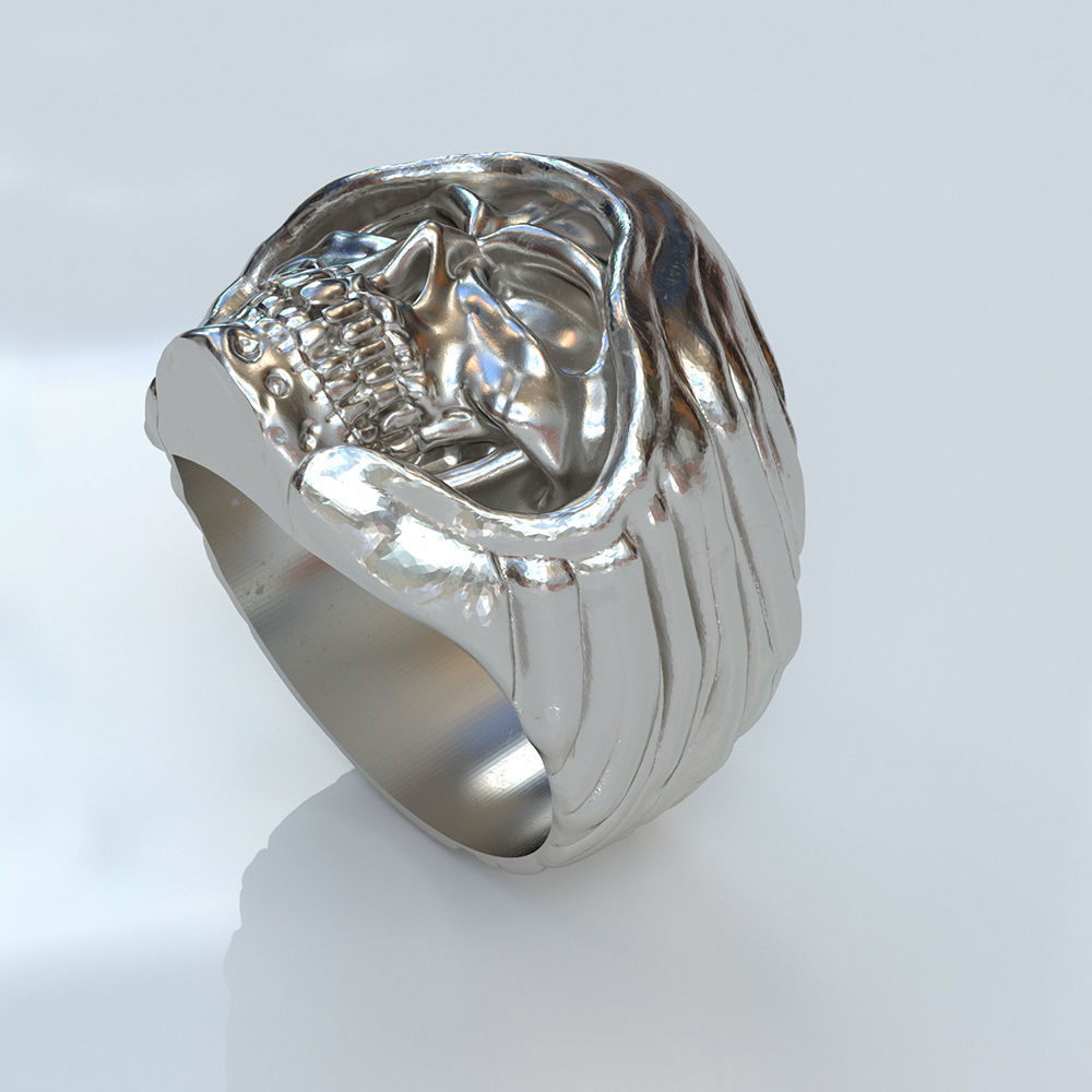 Skull Ring Vintage STL 3d model for 3d printing 3D print model 3D print model_3