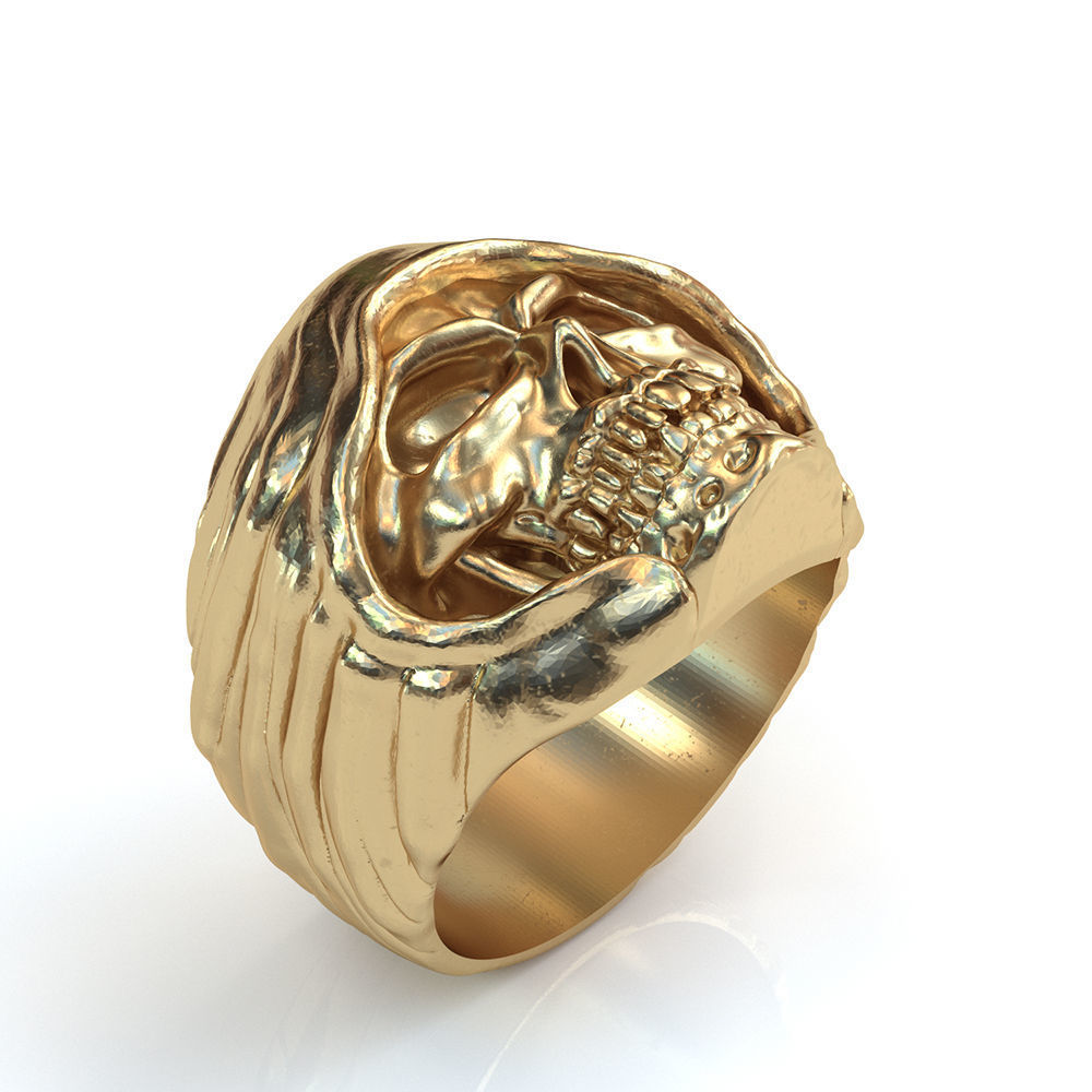Skull Ring Vintage STL 3d model for 3d printing 3D print model 3D print model_5