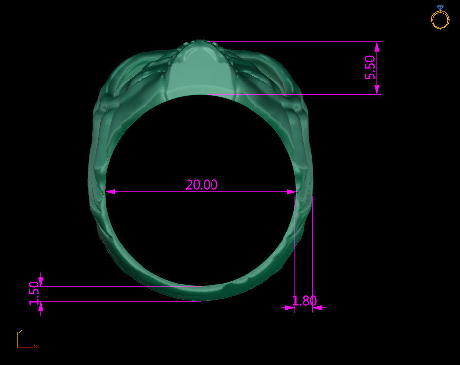 Skull Ring Vintage STL 3d model for 3d printing 3D print model 3D print model_9