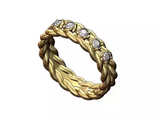 Double row twisted wire diamond ring US size 6 7 8
