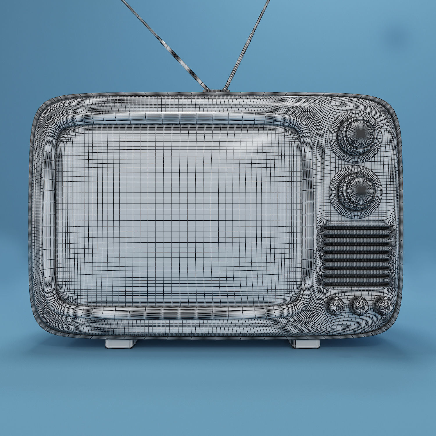 Red Retro TV 3D model_5