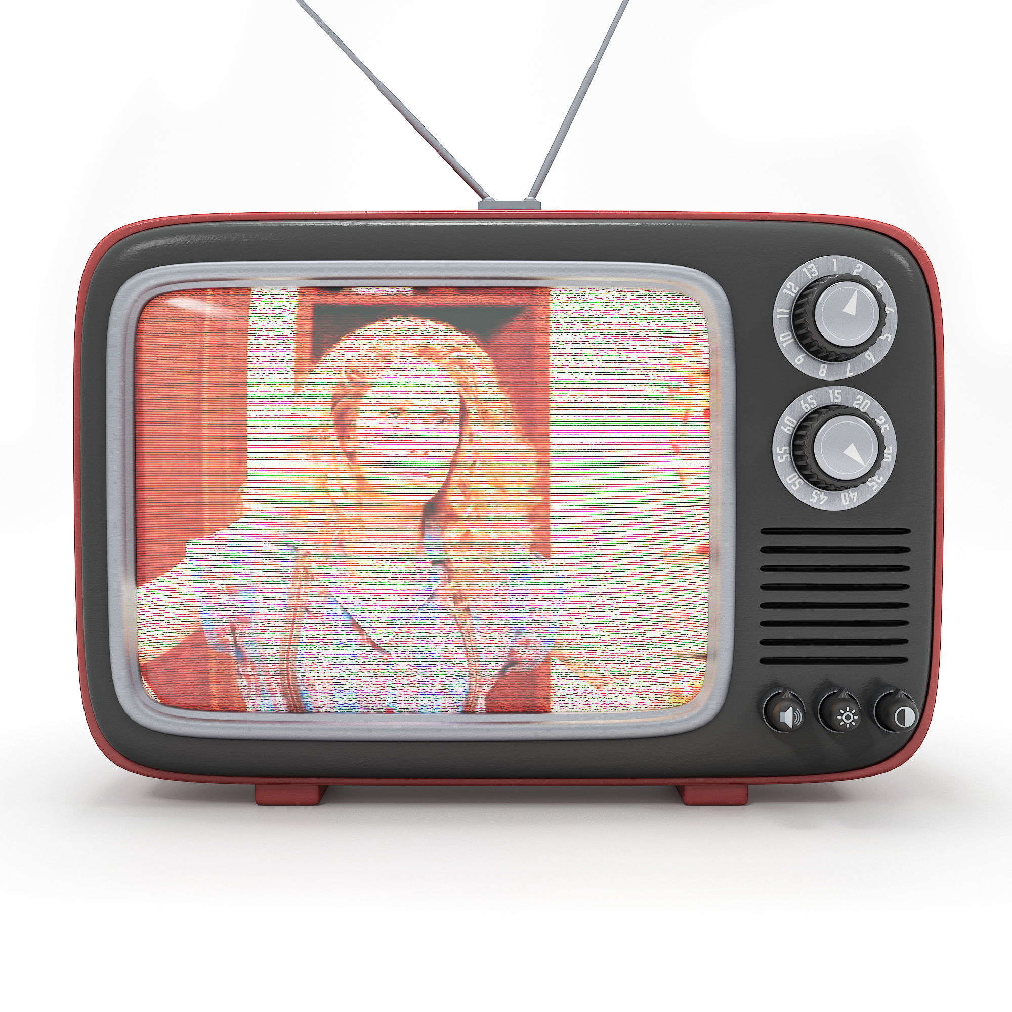 Red Retro TV 3D model_2