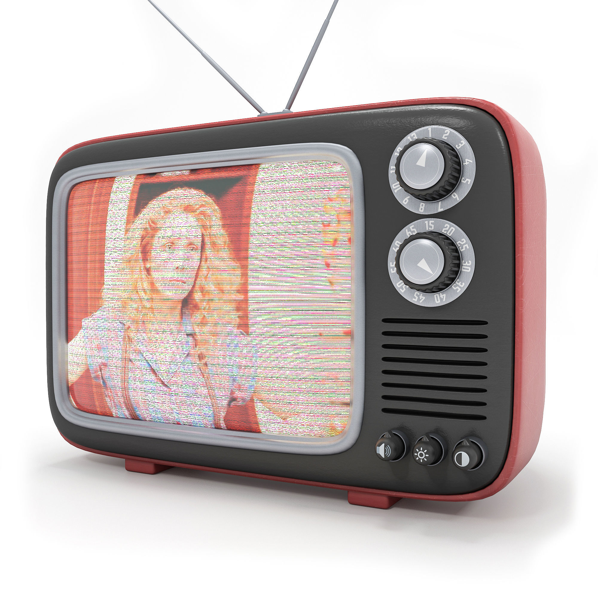 Red Retro TV 3D model_1