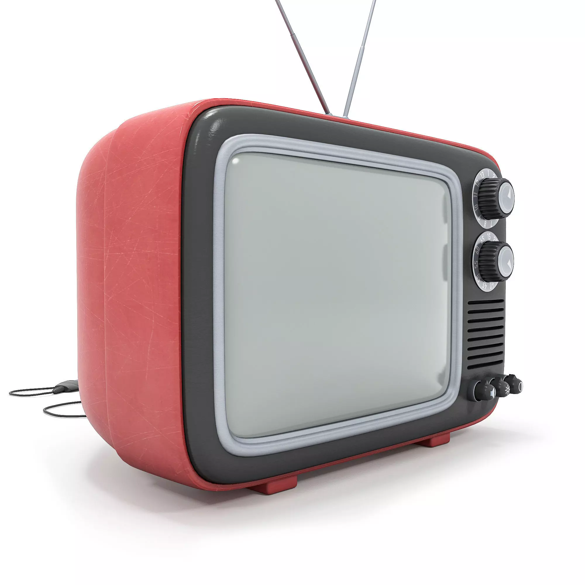 Red Retro TV 3D model_0