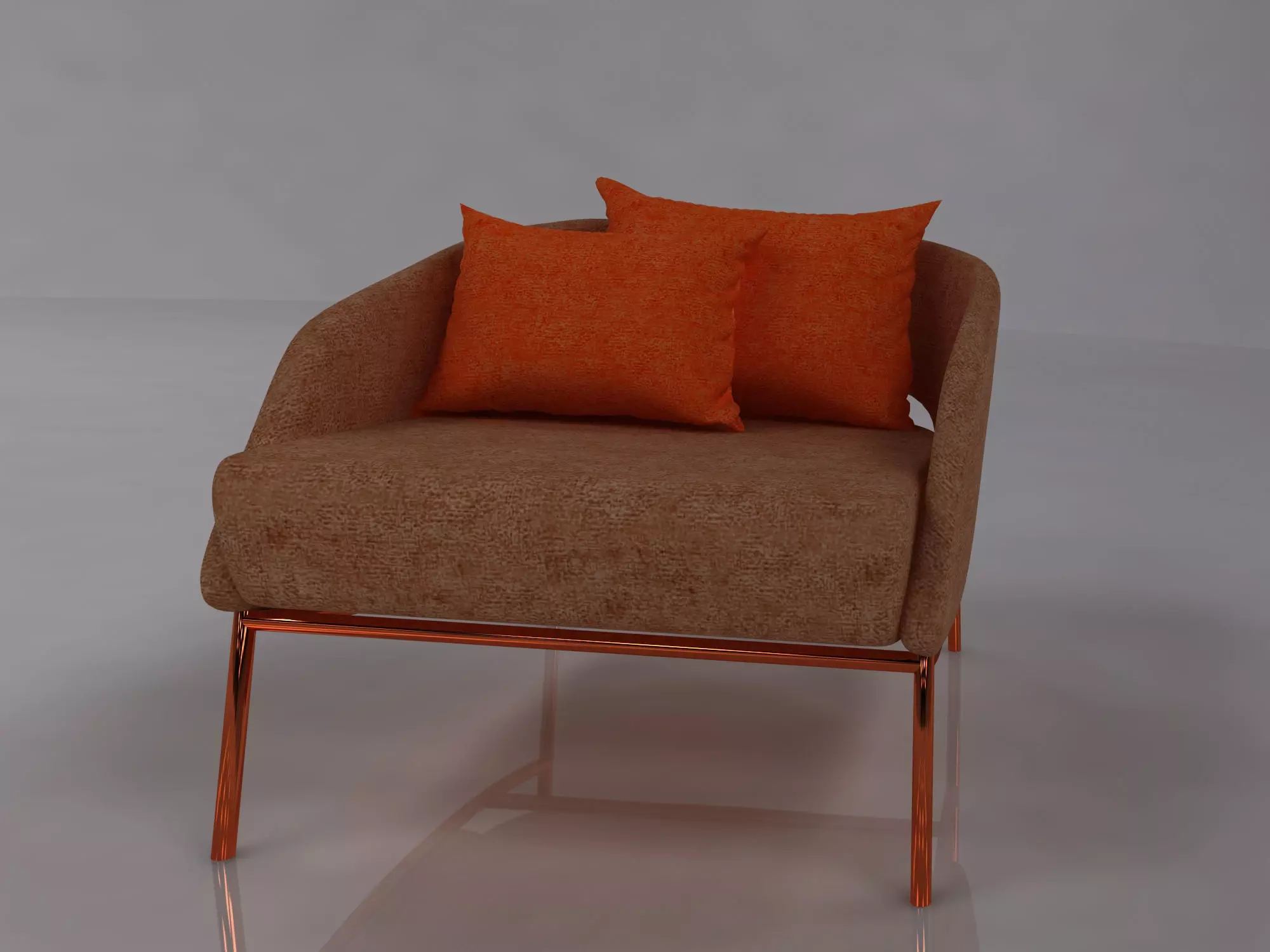 Chair lounge with orange cushions 3D model_0