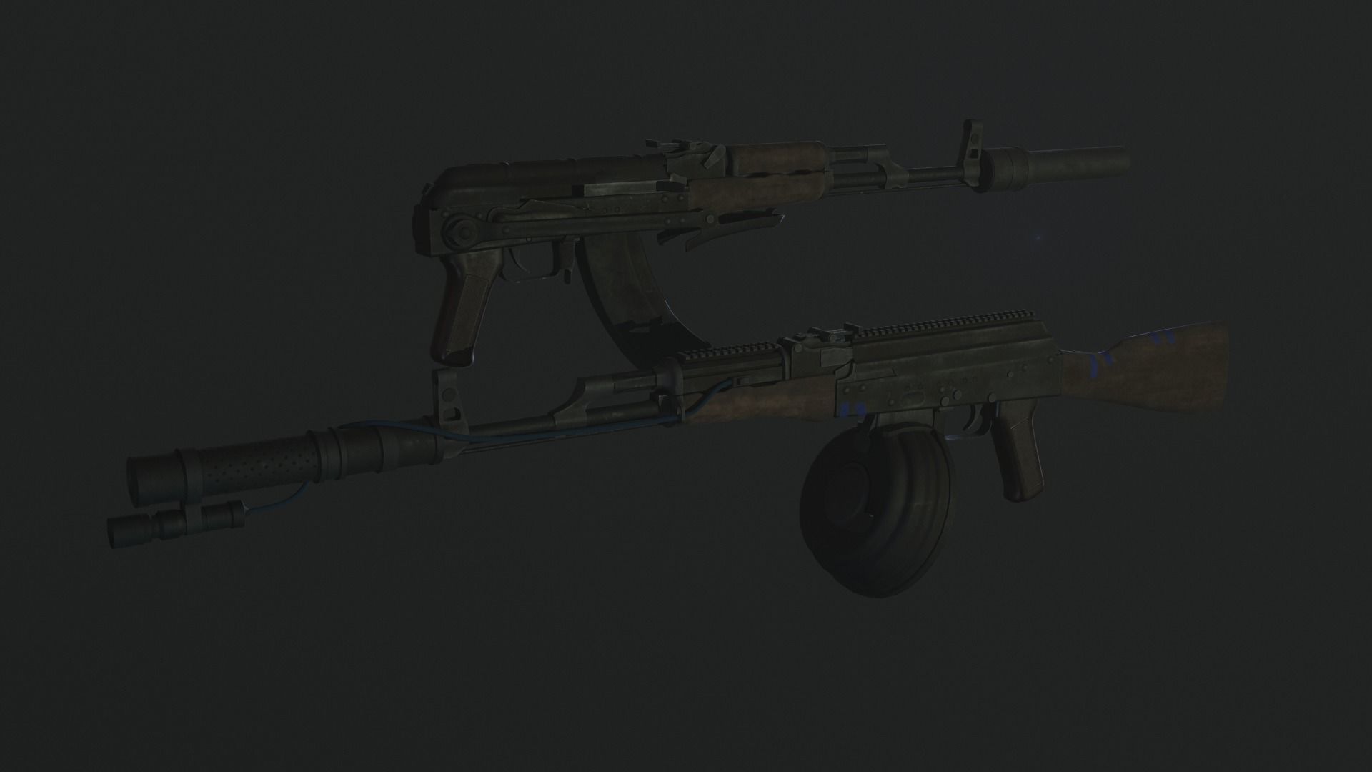 AKM-AKMS modified Low-poly 3D model_1