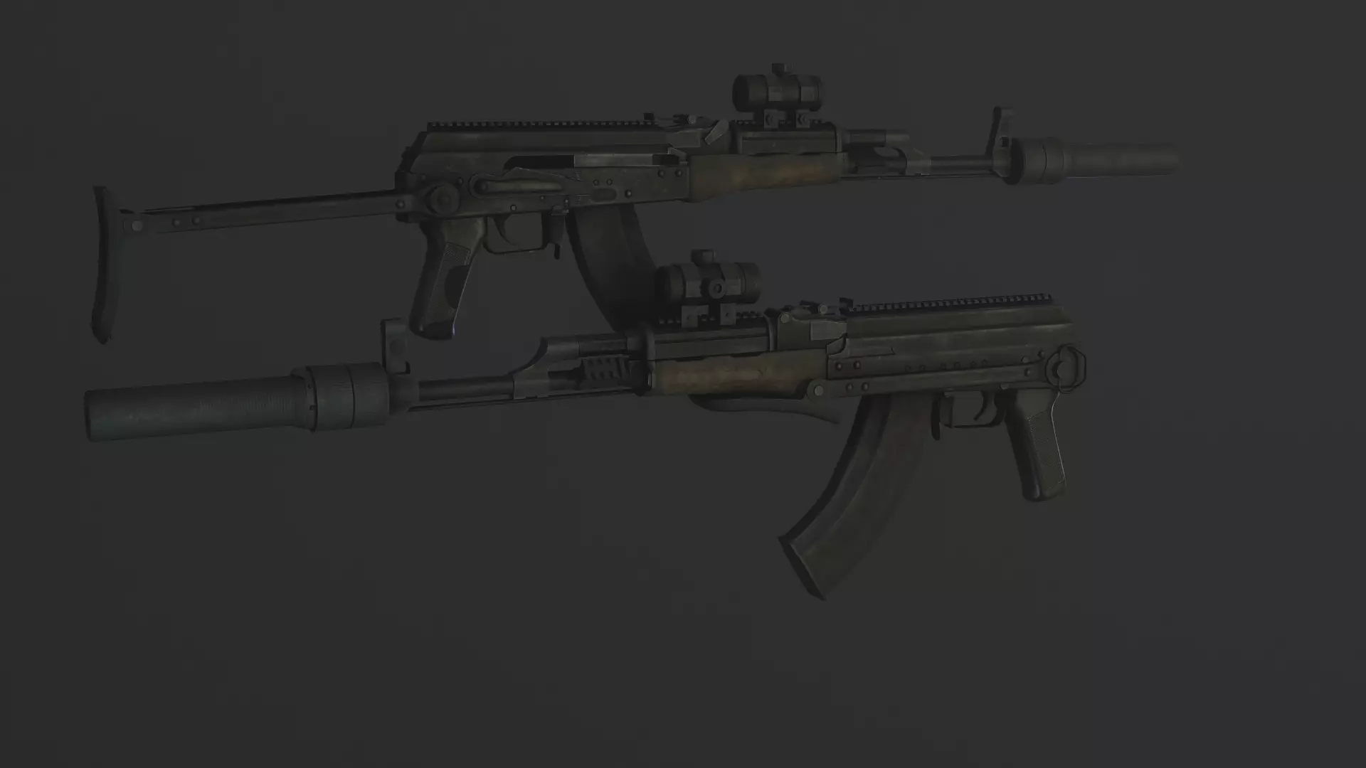 AKM-AKMS modified Low-poly 3D model_0
