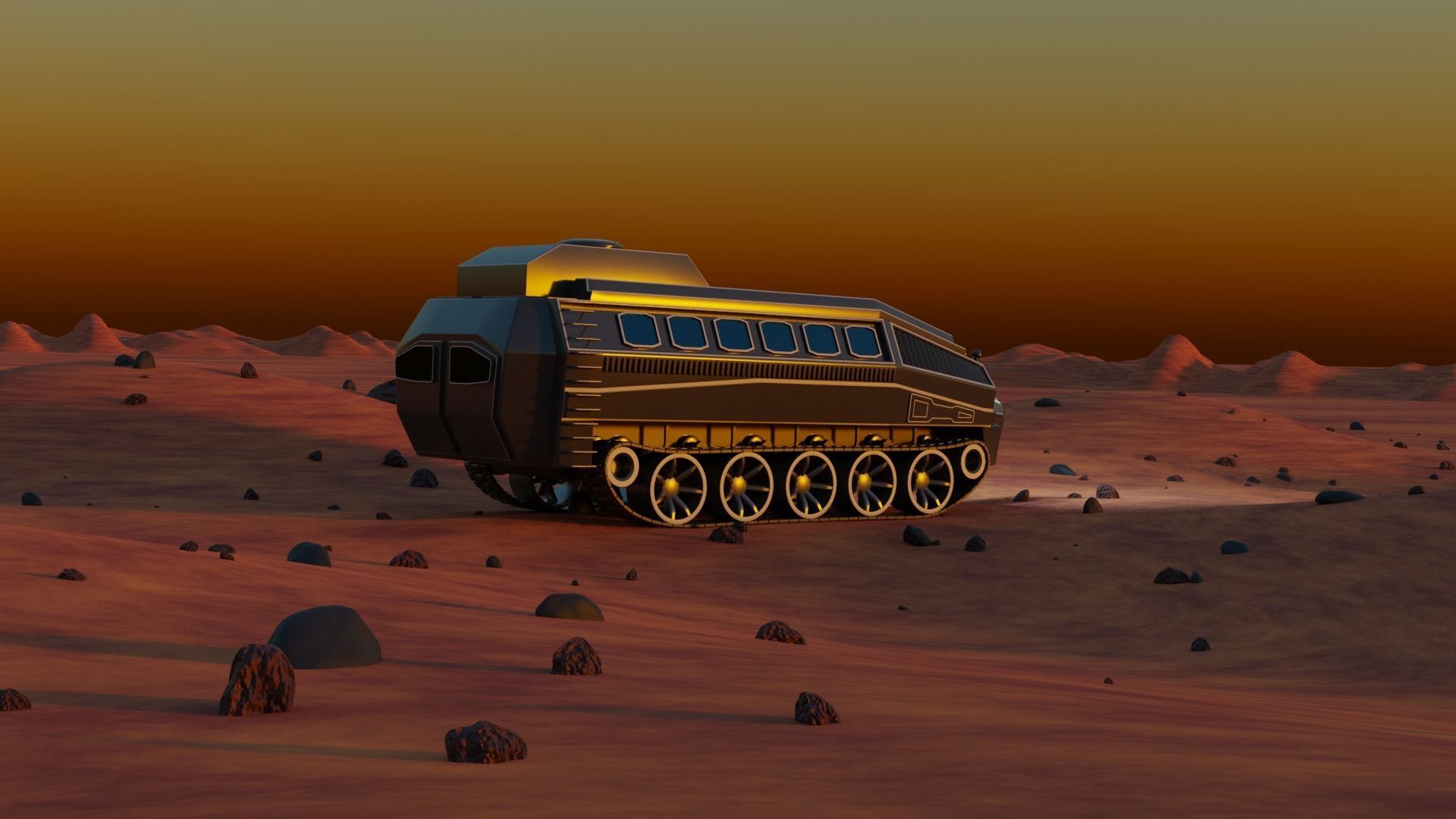 Space Rover Low-poly 3D model_7
