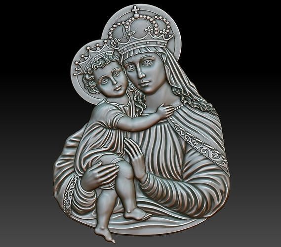 Virgin Mary and Child 3D print model