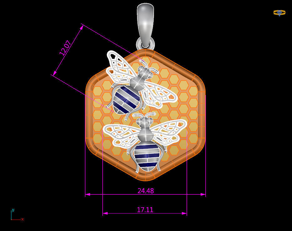 Bee Pendant 3D print model_6