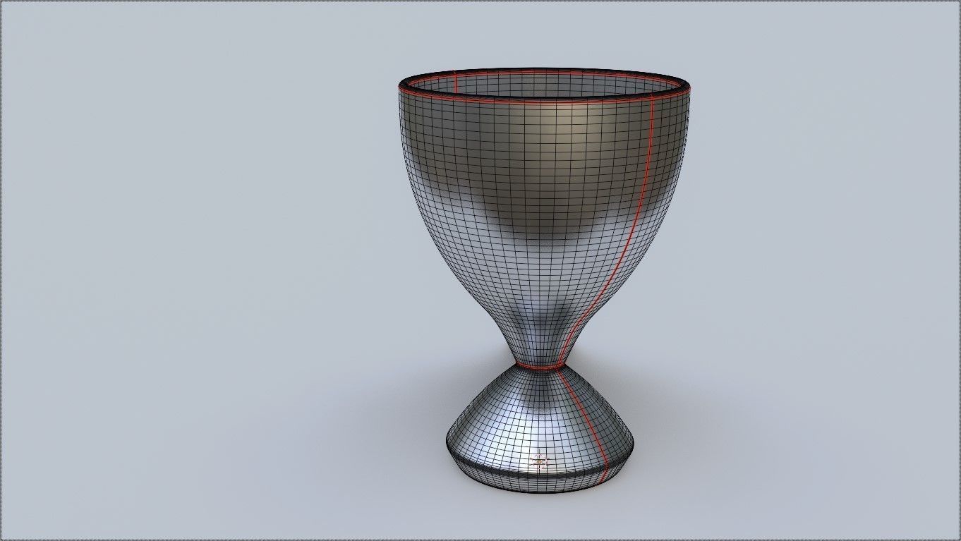 Silver Chalice Low-poly 3D model_1