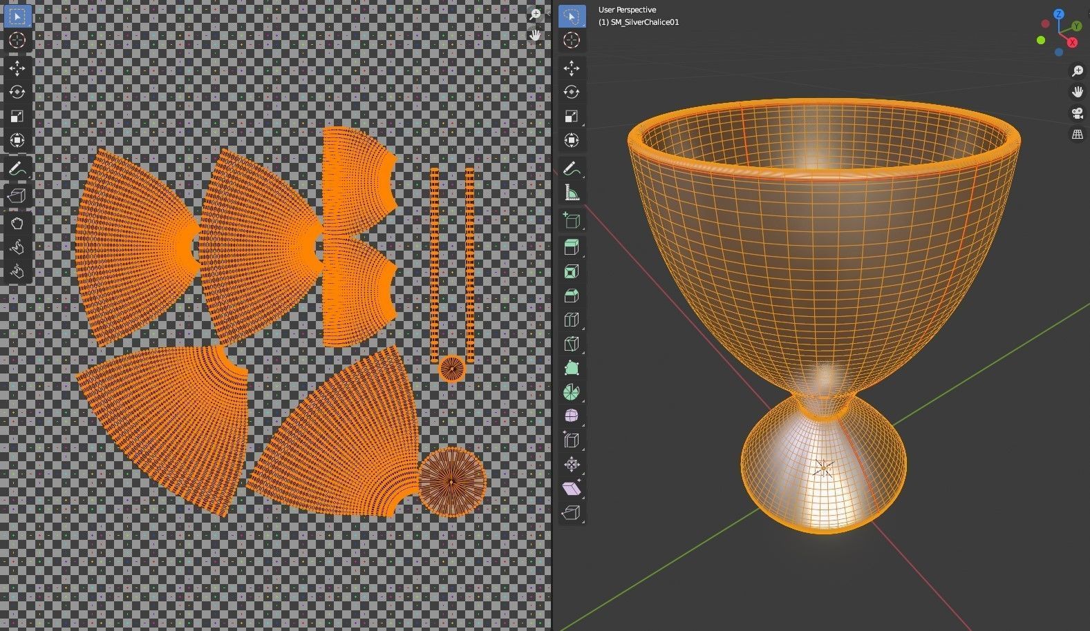 Silver Chalice Low-poly 3D model_3