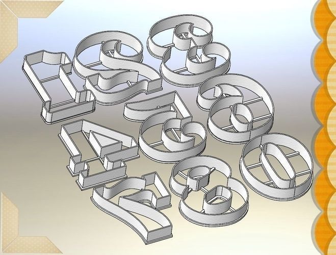 Beautiful Numbers 0-9- 70mm 3D print model_2