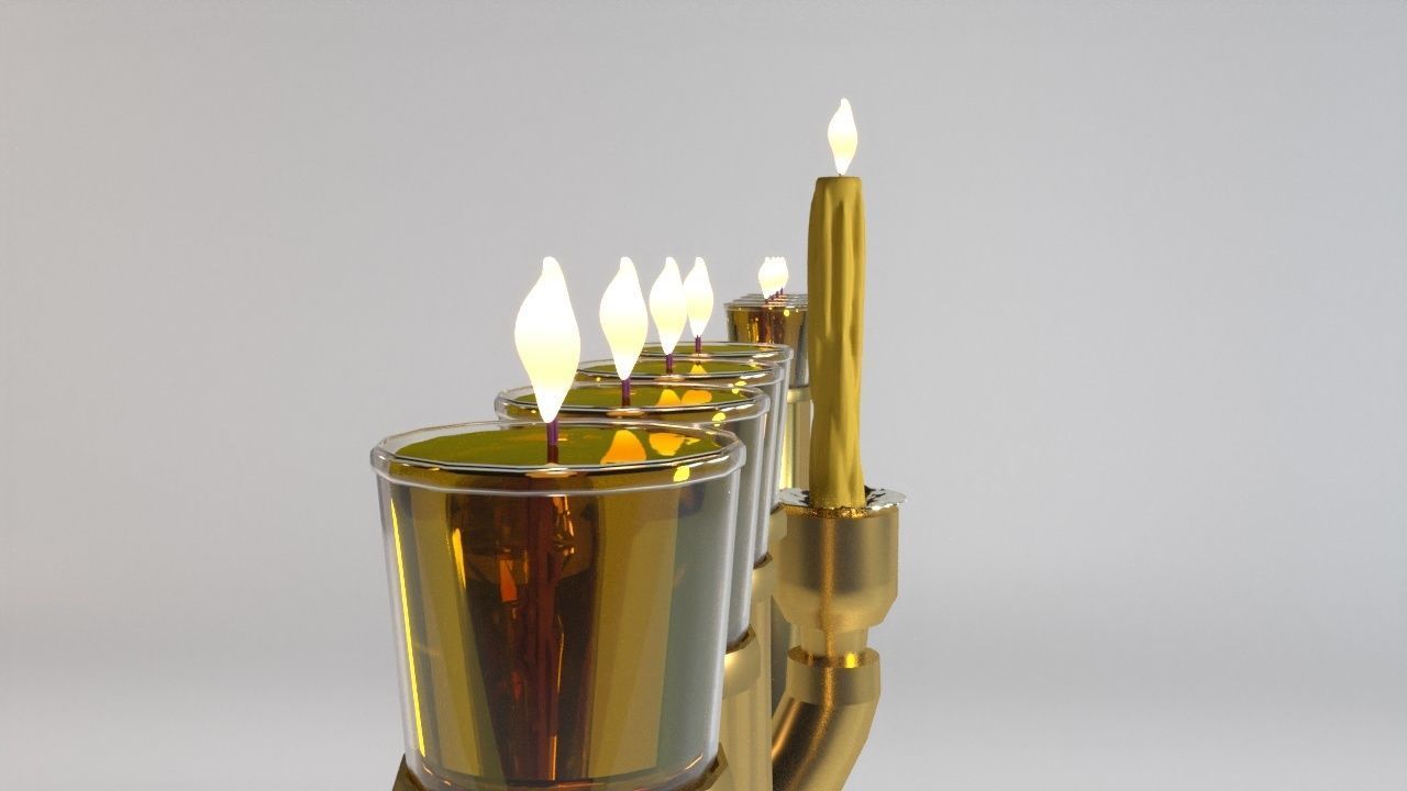 menorah gold 3D model_3