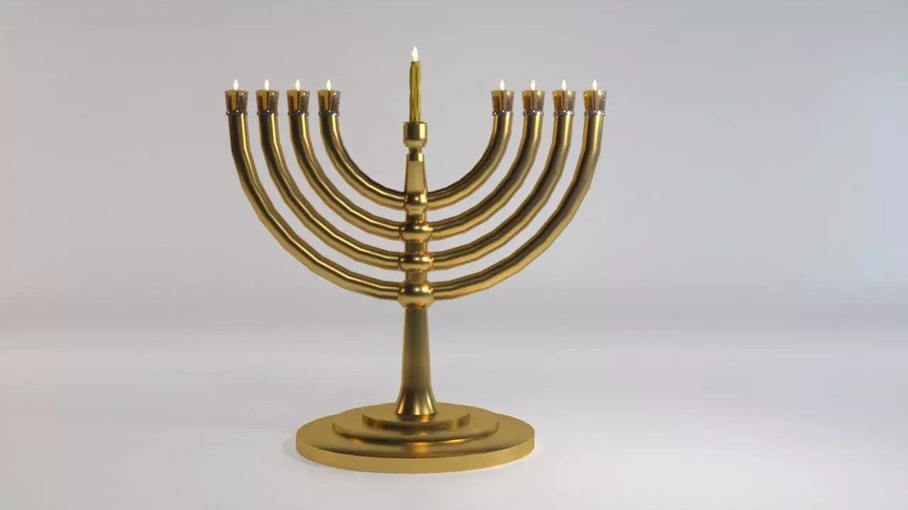 menorah gold 3D model_0