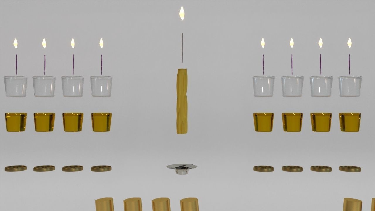 menorah gold 3D model_9