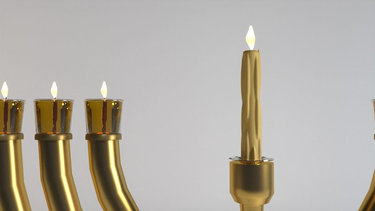 menorah gold 3D model_4