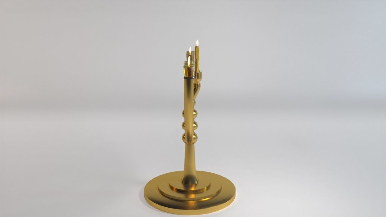 menorah gold 3D model_2