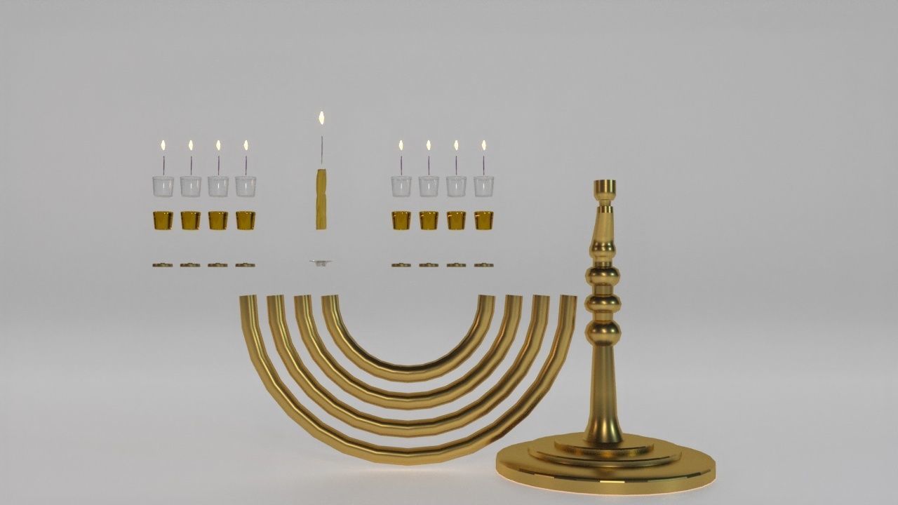 menorah gold 3D model_8