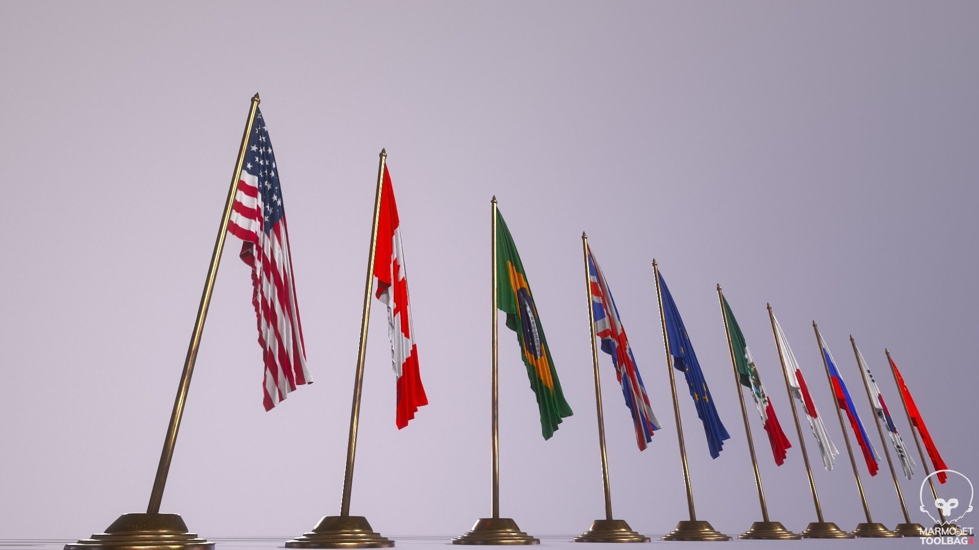 Flags for the table on the stand  Low-poly 3D model_1