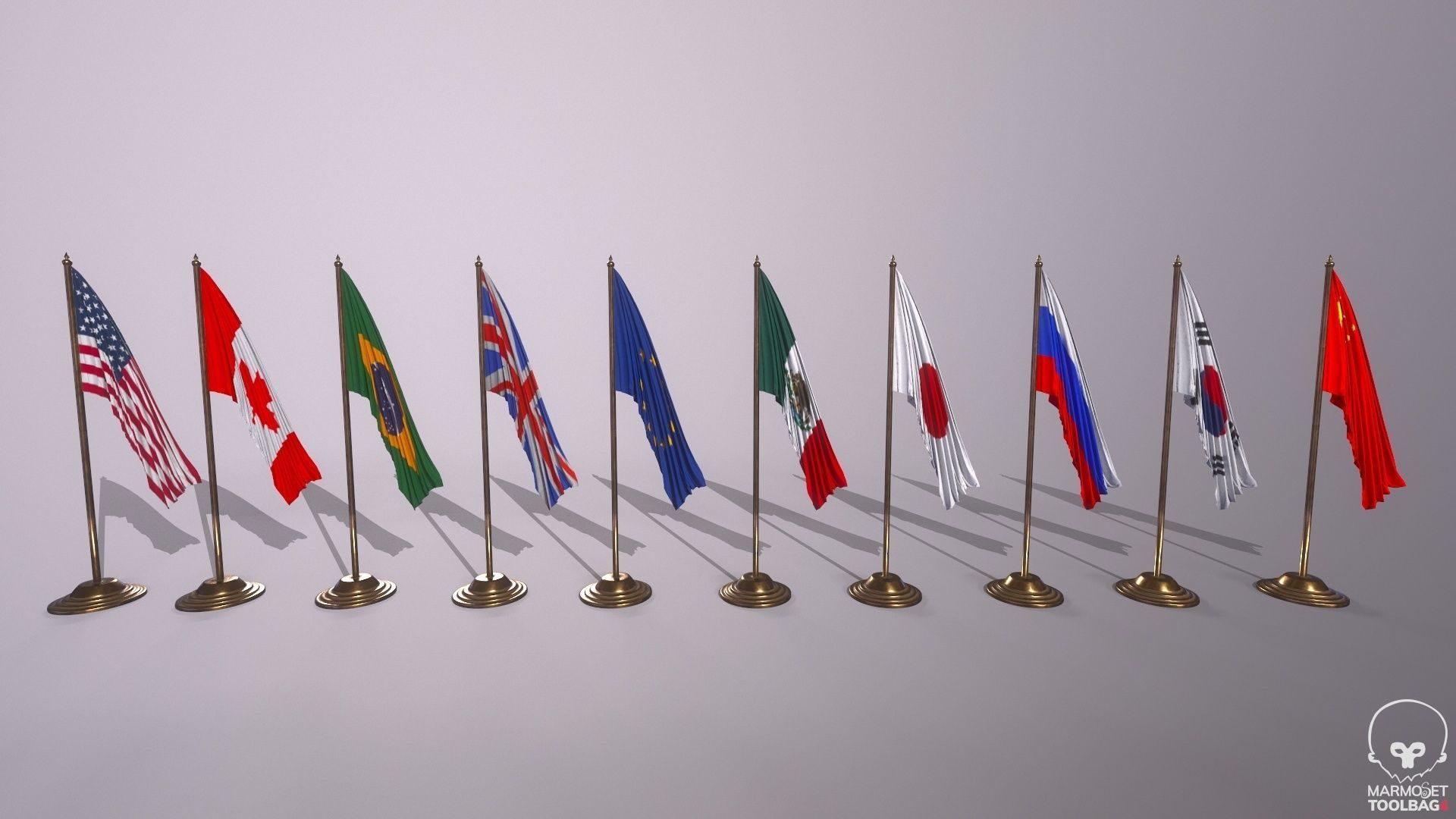 Flags for the table on the stand  Low-poly 3D model_2