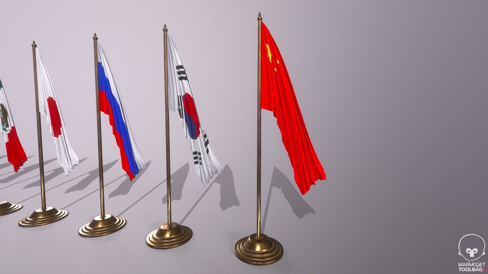 Flags for the table on the stand  Low-poly 3D model_8