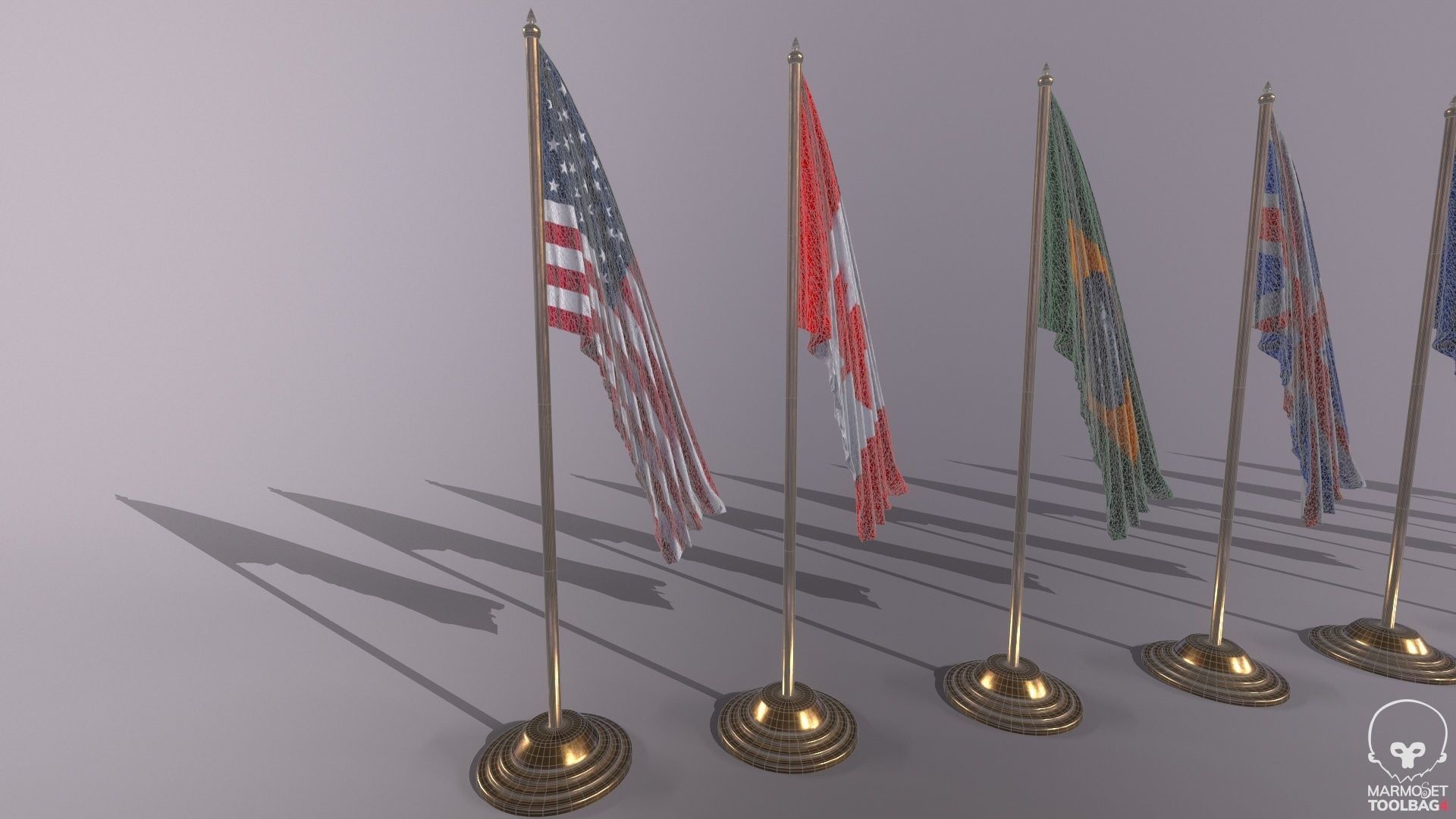 Flags for the table on the stand  Low-poly 3D model_13