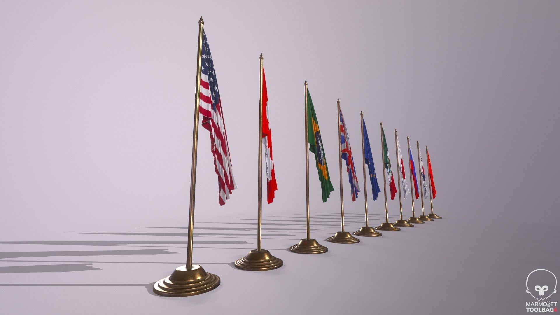 Flags for the table on the stand  Low-poly 3D model_0