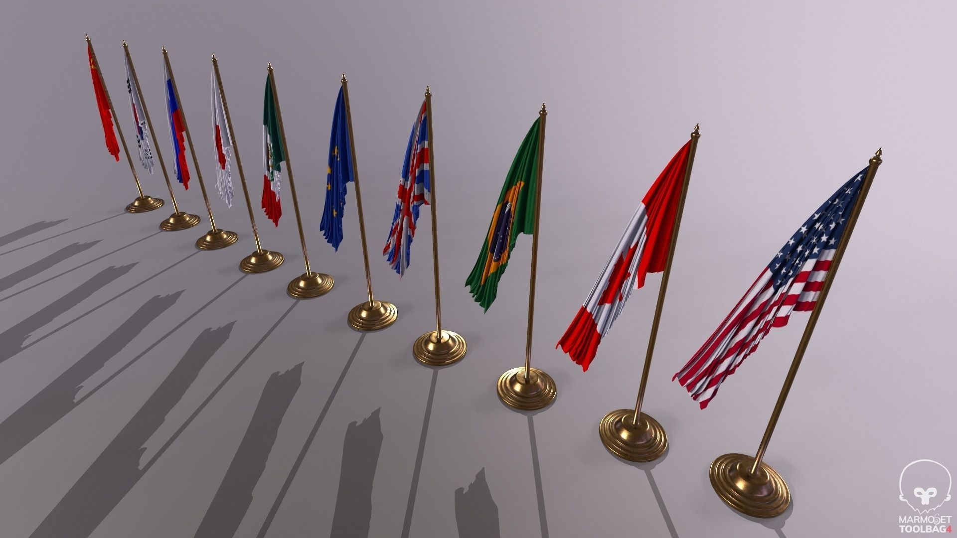 Flags for the table on the stand  Low-poly 3D model_9