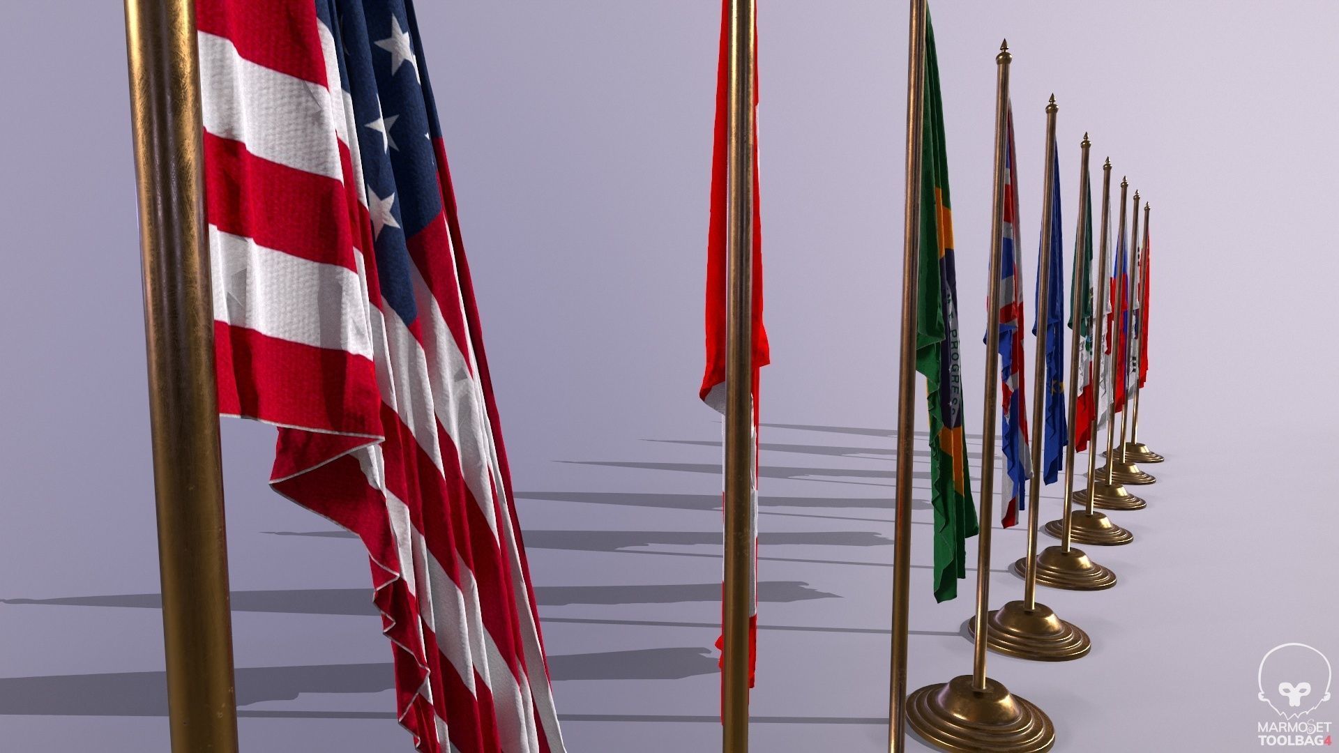 Flags for the table on the stand  Low-poly 3D model_6