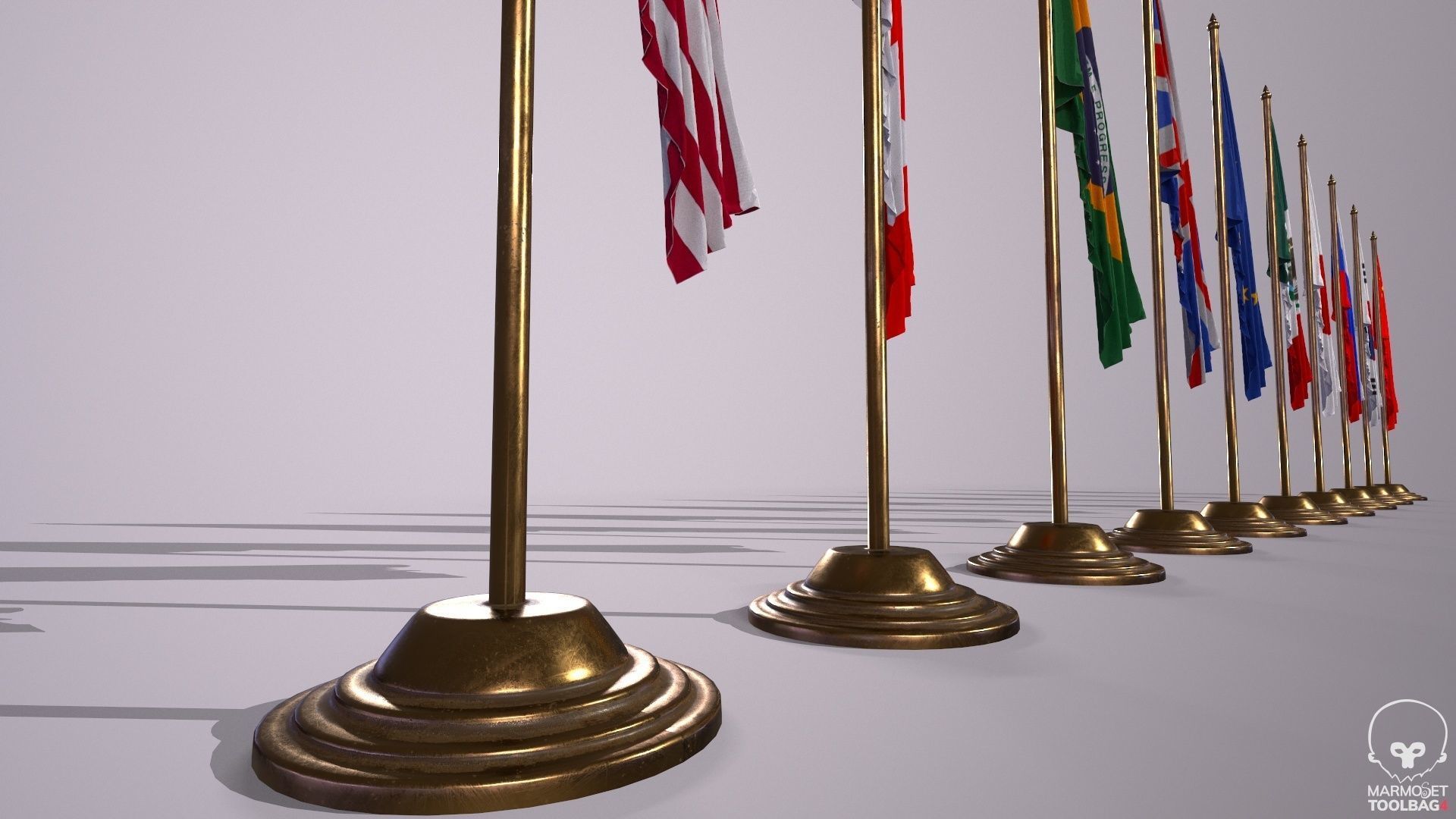 Flags for the table on the stand  Low-poly 3D model_3