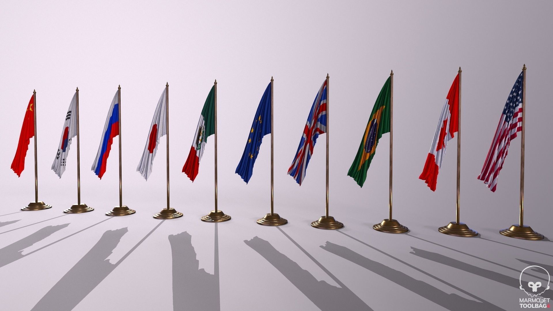 Flags for the table on the stand  Low-poly 3D model_10