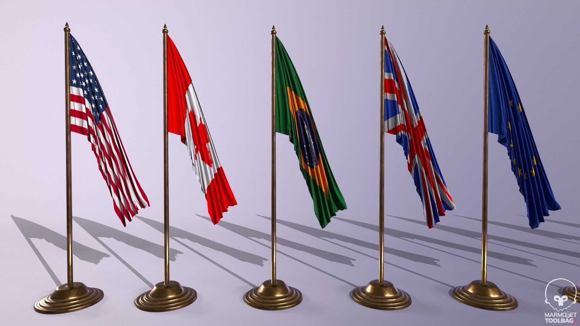 Flags for the table on the stand  Low-poly 3D model_4
