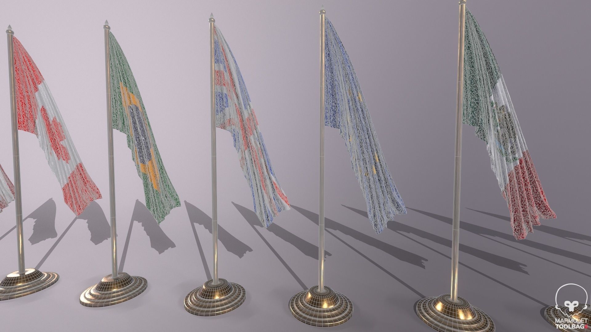 Flags for the table on the stand  Low-poly 3D model_12