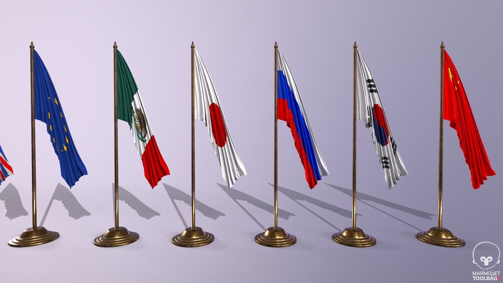 Flags for the table on the stand  Low-poly 3D model_5