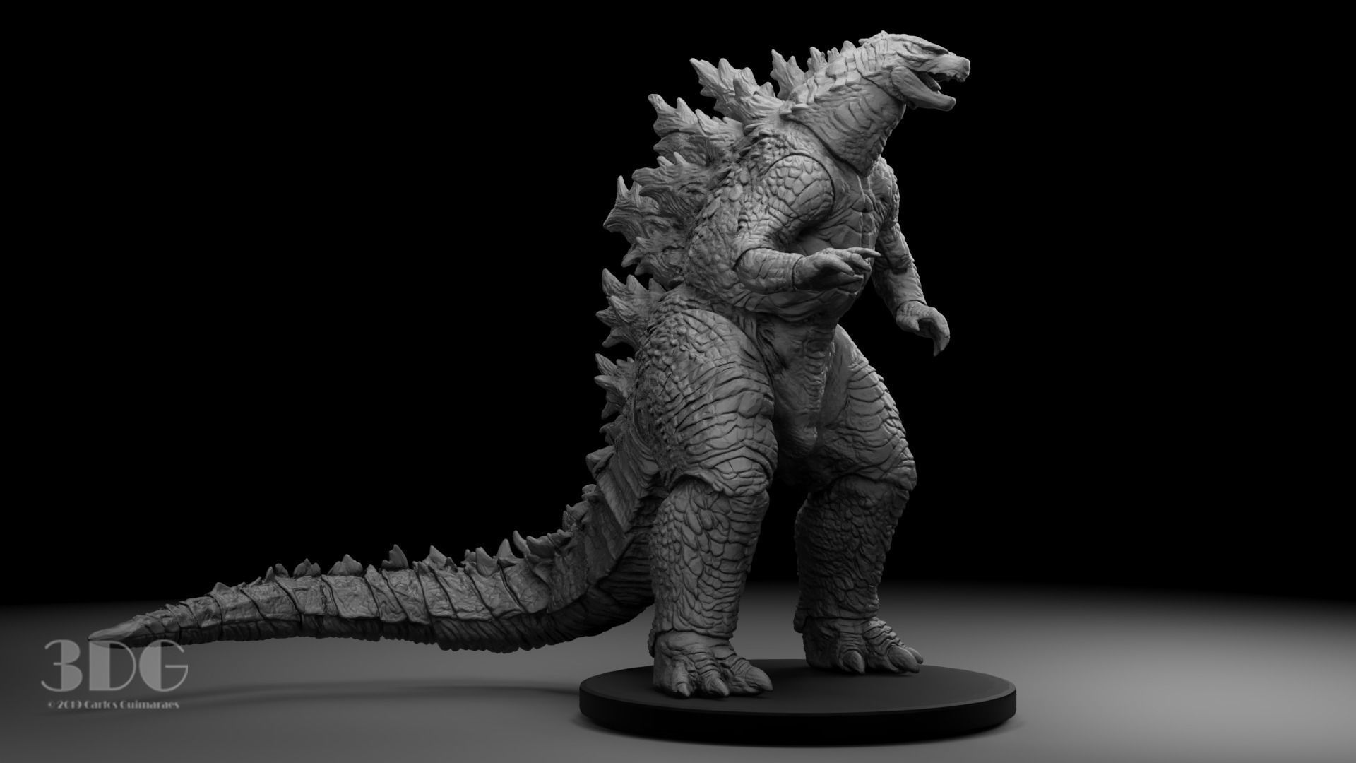 Godzilla statue 3D print model_11