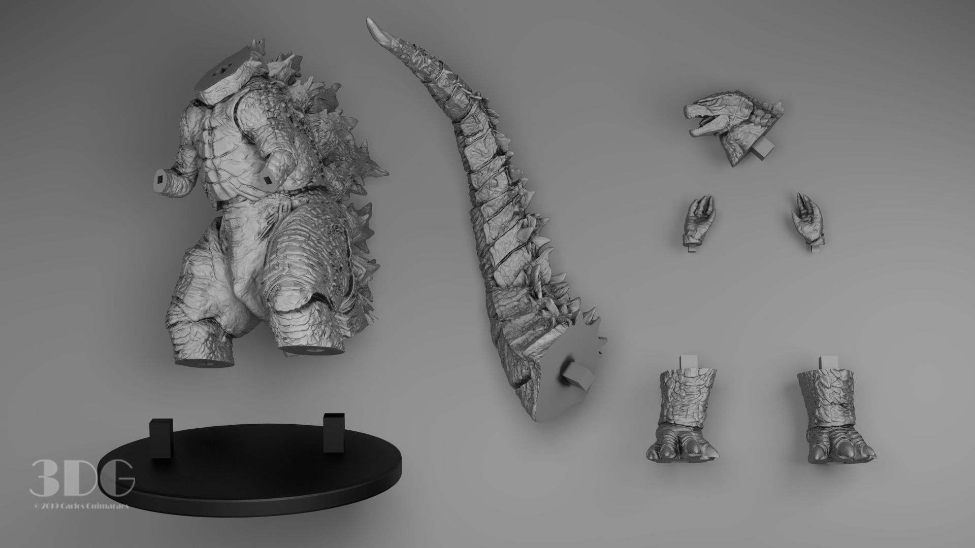 Godzilla statue 3D print model_4