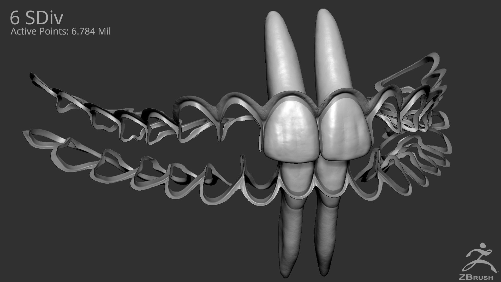 High Poly Mouth with teeth and gums 3D model_6